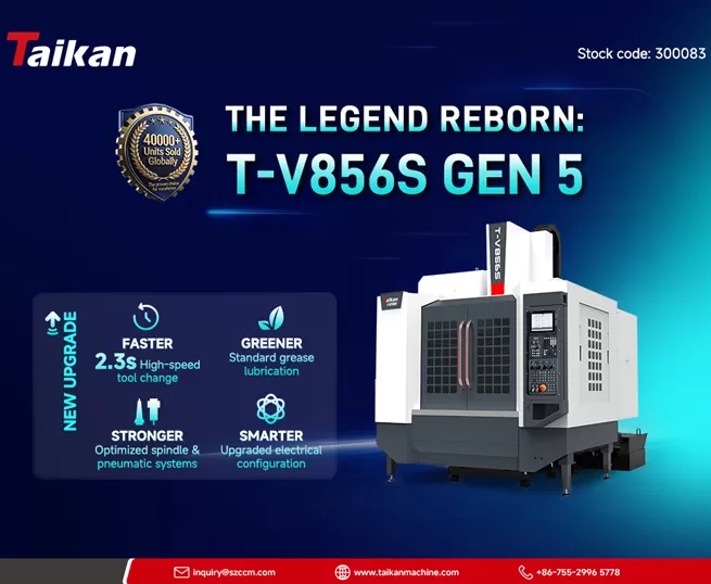 Il prossimo capitolo di un bestseller globale: Taikan Machine presenta il centro di lavorazione verticale T-V856S di 5ª generazione